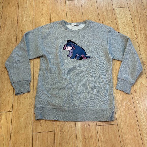 Disney Eeyore Crewneck Sweatshirt Gray Winnie The Pooh Women's Size Medium READ - Picture 1 of 9